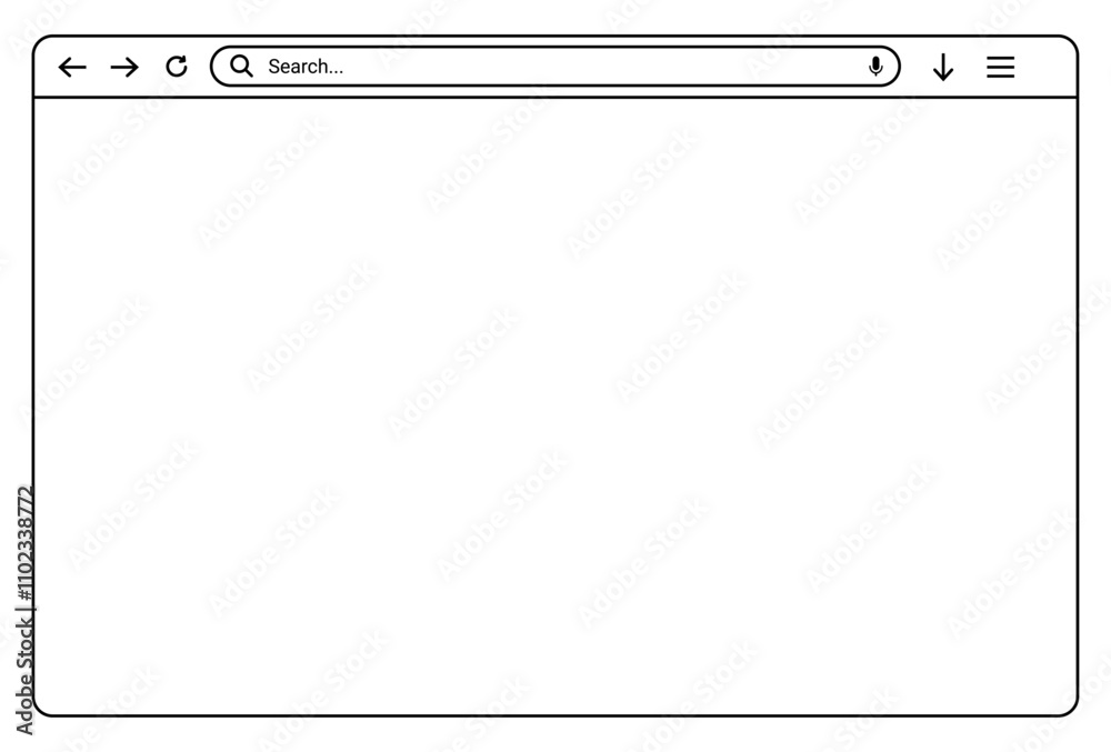 Fototapeta premium Browser Window: Line Design Mockup of a Blank Web Page for Computer, Tablet, and Mobile - Stock Vector Template