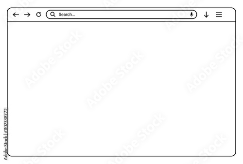 Browser Window: Line Design Mockup of a Blank Web Page for Computer, Tablet, and Mobile - Stock Vector Template