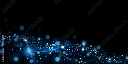 Wallpaper Mural Abstract blue sparkle wave on black background Torontodigital.ca