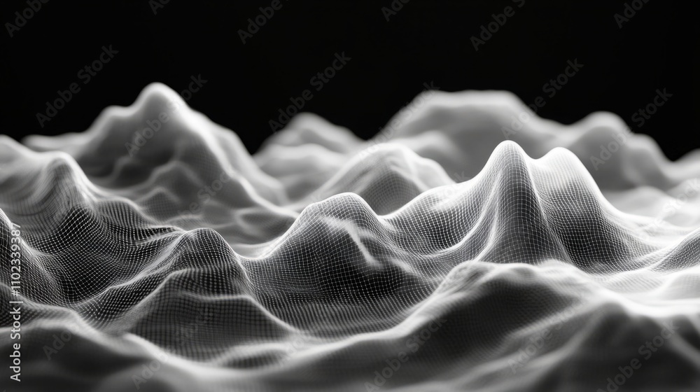 Abstract digital landscape: flowing data streams forming a mountain range, high resolution, technological nature Abstract digital landscape: flowing data streams forming a mountain range, high resolution, technological nature