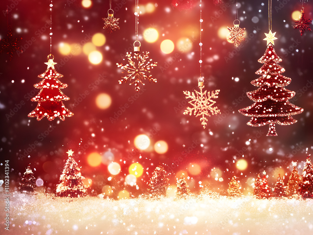 Festive Christmas New Year background with fir tree, decorations and gifts. Neural network AI generated art Festive Christmas New Year background with fir tree, decorations and gifts. Neural network AI generated art