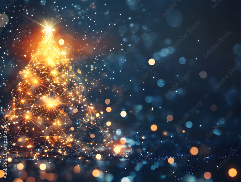 Festive Christmas New Year background with fir tree, decorations and gifts. Neural network AI generated art Festive Christmas New Year background with fir tree, decorations and gifts. Neural network AI generated art