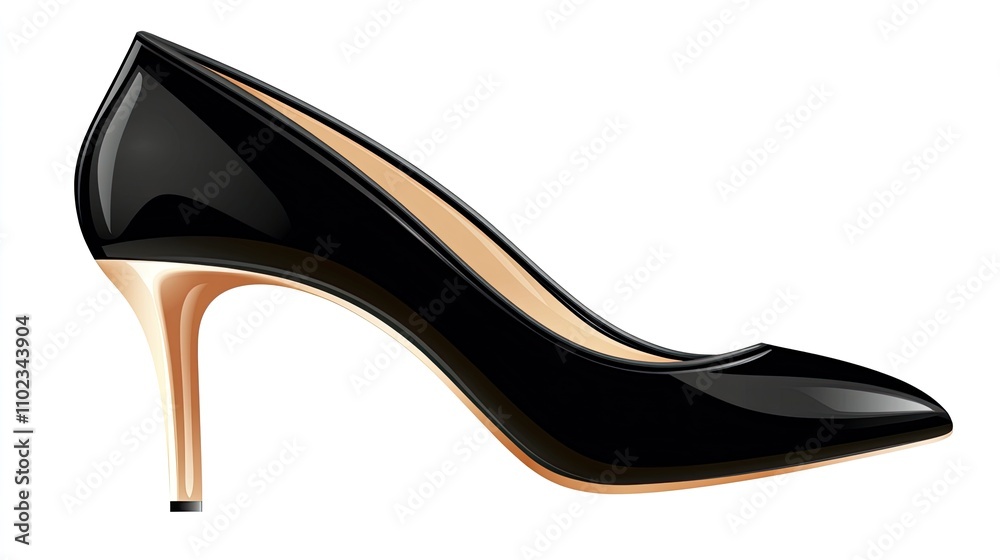 Elegant and Stylish Black High Heel Shoe on a White Background Perfect for Fashion and Footwear Related Designs and Advertisements Elegant and Stylish Black High Heel Shoe on a White Background Perfect for Fashion and Footwear Related Designs and Advertisements