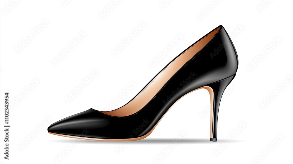 Elegant Black High Heel Shoe with Glossy Finish, Perfect for Fashion Events, Parties, and Professional Attire, Showcasing Style and Sophistication in Footwear Design Elegant Black High Heel Shoe with Glossy Finish, Perfect for Fashion Events, Parties, and Professional Attire, Showcasing Style and Sophistication in Footwear Design