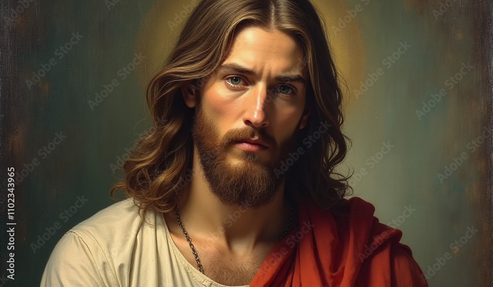 jesus painted serene portrait canvas artist jesus painted serene portrait canvas artist