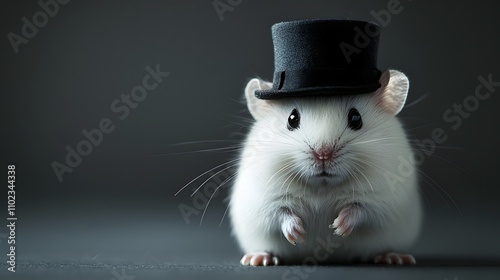 Isolated white domestic ferret, a small, furry mammal, poses on a white background