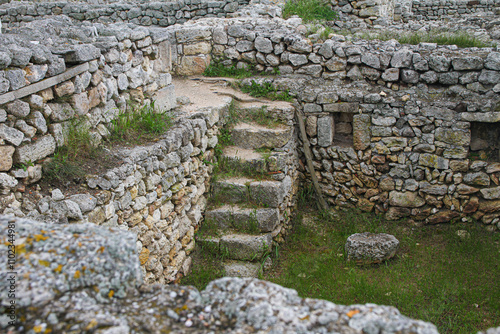 Crimea, Sevastopol, Tauric Chersonesos, Ancient stone ruins with stairs photo