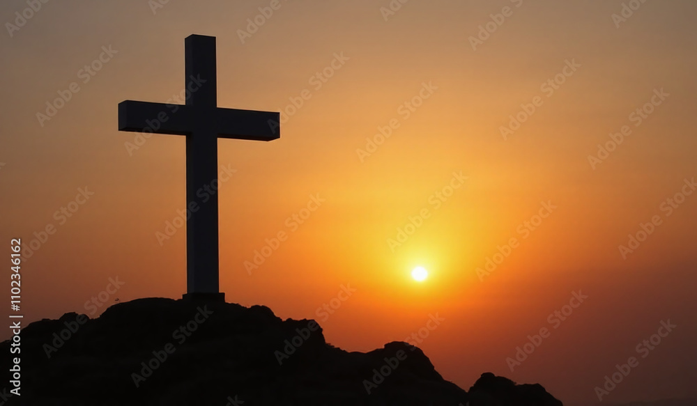 silhouette cross appears sky morning sunrise silhouette cross appears sky morning sunrise
