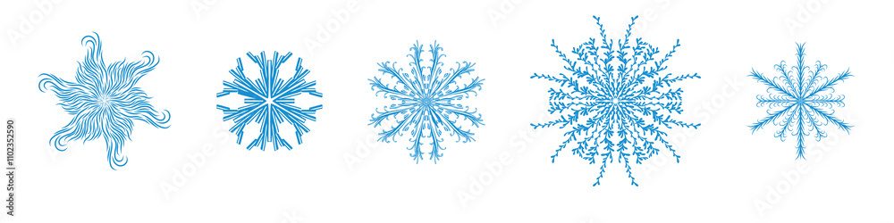 Snowflake. Hand drawn vector isolated set. Snowflake. Hand drawn vector isolated set.