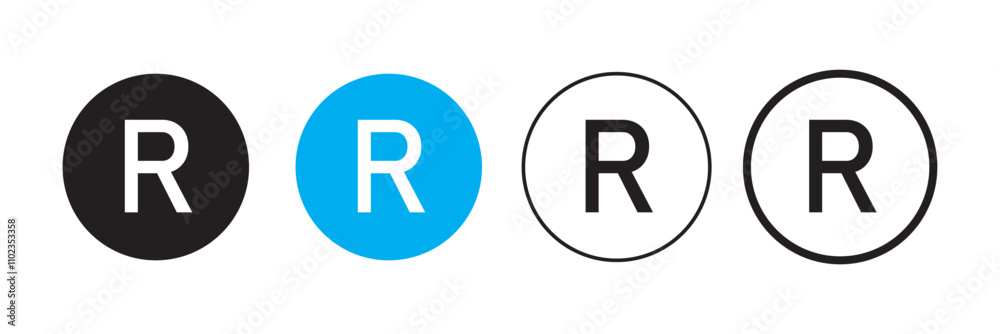 R mark. patent trademark r circle icon set. registered R pictogram. R mark. patent trademark r circle icon set. registered R pictogram.