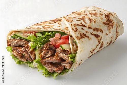 A tasty dürum isolated on a white background