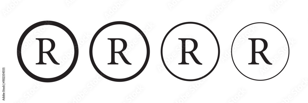 R mark. patent trademark r circle icon set. registered R pictogram. R mark. patent trademark r circle icon set. registered R pictogram.