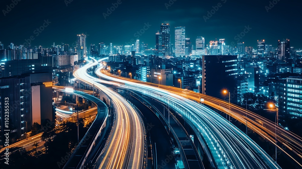 Obraz premium hyper loop-inspired 3d highway digital binary towers city big data artificial intelligence machine learning virtual reality high speed random seed aspect ratio 16:9