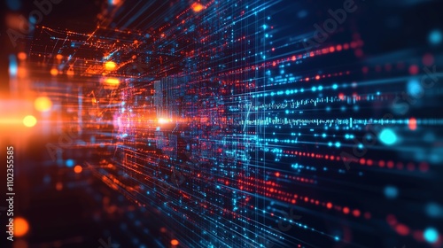 Wallpaper Mural A vibrant representation of digital data streams with glowing particles, illustrating the concept of technology and connectivity in a futuristic environment. Torontodigital.ca