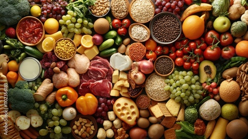 A colorful array of fresh food items displayed.