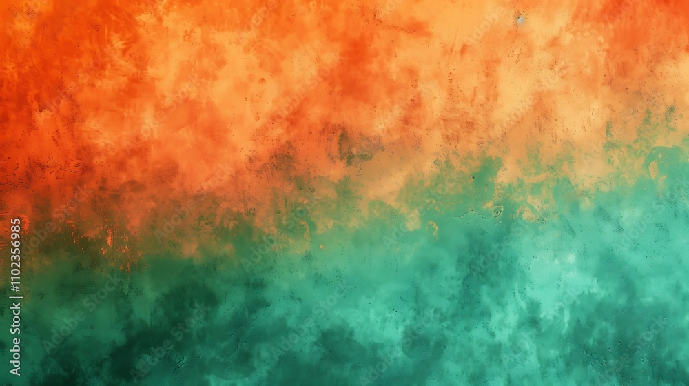Obraz premium Abstract Orange and Green Watercolor Background