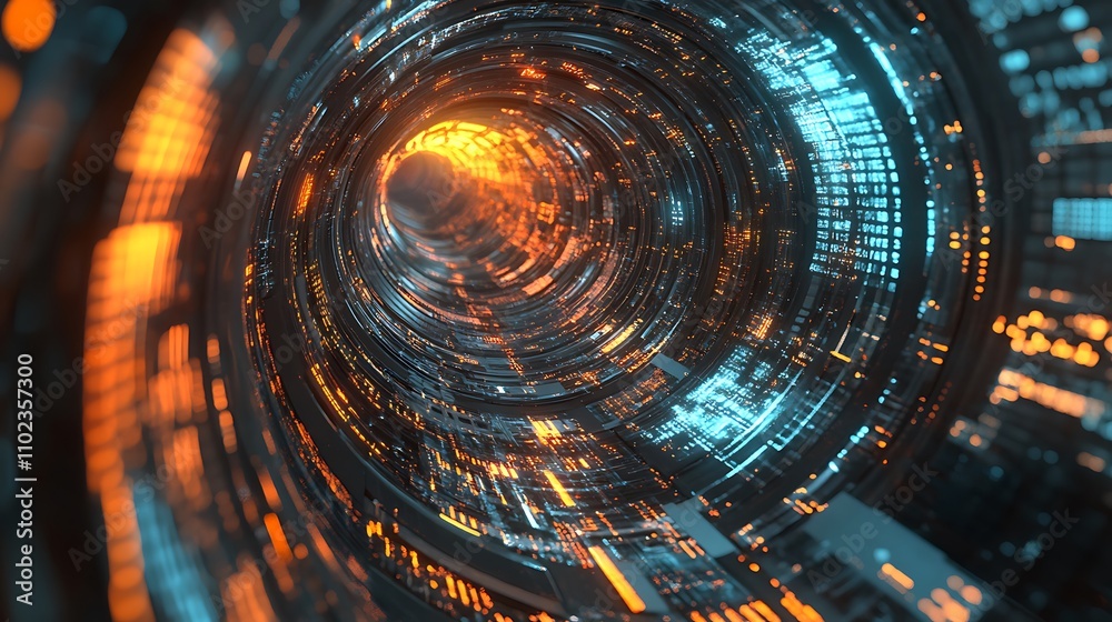 Obraz premium 3d futuristic highway digital binary cityscape concept of big data machine learning artificial intelligence hyper loop virtual reality random seed aspect ratio 16:9