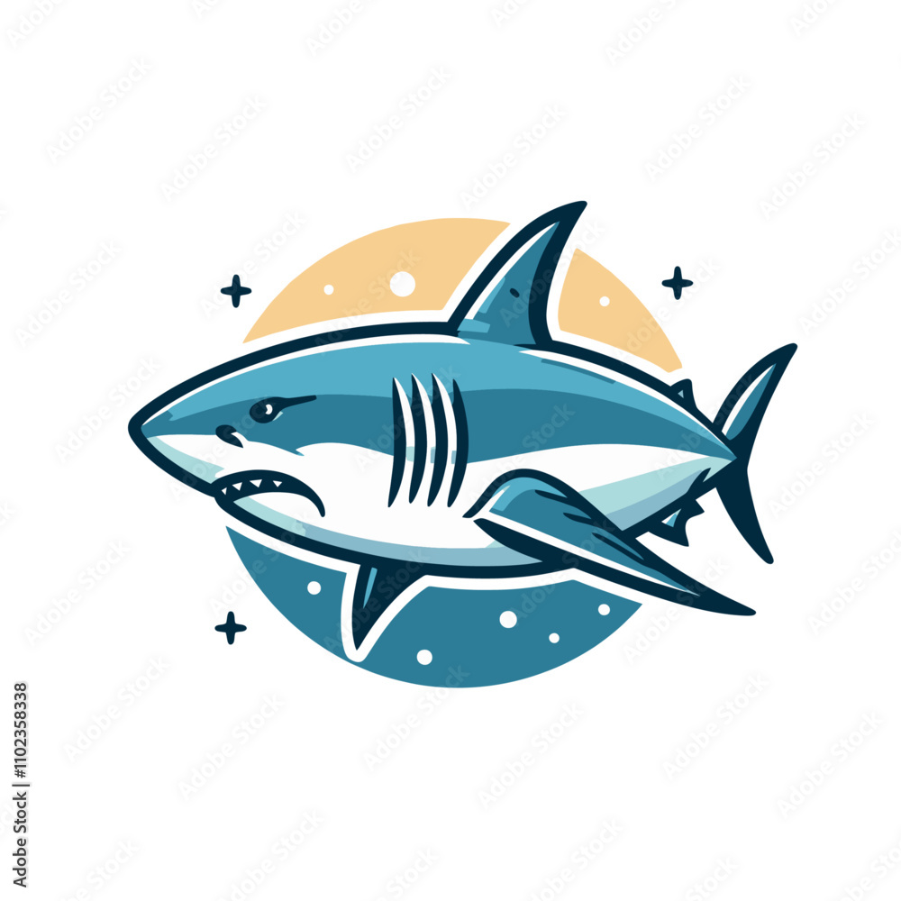 Obraz premium Colored shark. Modern isolated vector illustration