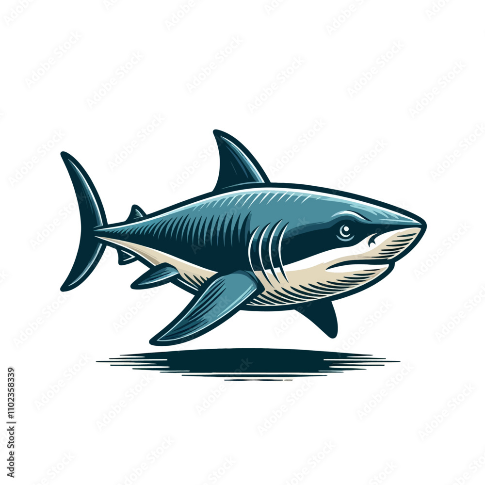 Naklejka premium Colored shark. Modern isolated vector illustration