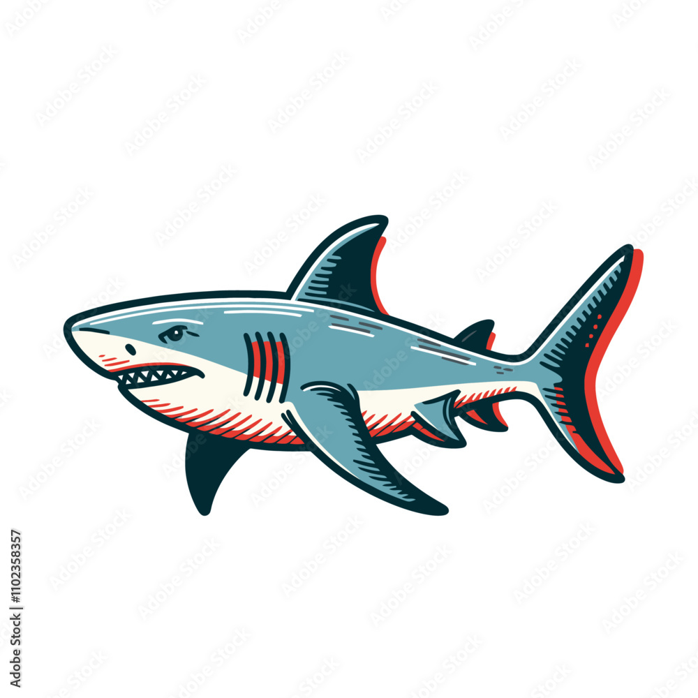 Fototapeta premium Colored shark. Modern isolated vector illustration