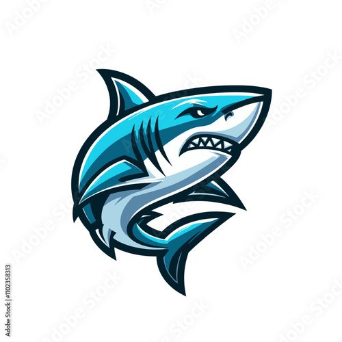 Modern shark mascot illustration. Agressive and angry. Isolated vector illustration