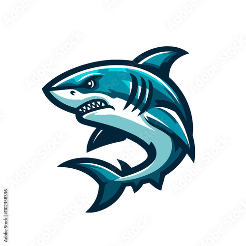 Modern shark mascot illustration. Agressive and angry. Isolated vector illustration