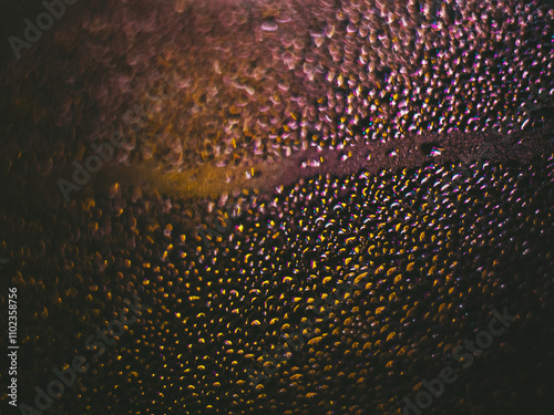 The inscription neon on the fogged glass. Neon lighting.