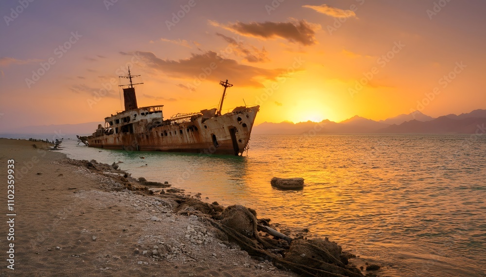 Shipwreck at shoaiba beach Jeddah, Saudi Arabia Shipwreck at shoaiba beach Jeddah, Saudi Arabia