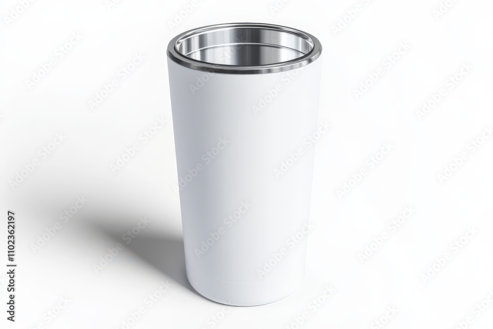 Steel Tumbler Mockup. Stainless Steel Drink Container Isolated on White Background Steel Tumbler Mockup. Stainless Steel Drink Container Isolated on White Background