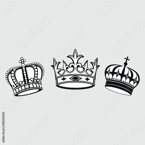 crown silhouette vector art and illustration