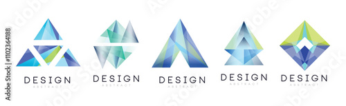 Abstract Geometric Logo Design with Shape and Figure Vector Set