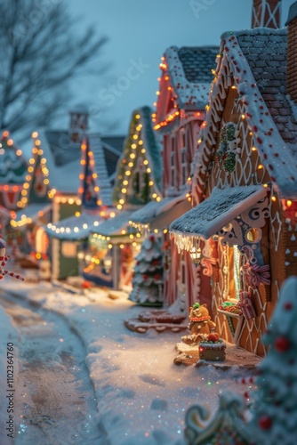 Gingerbread houses in a christmas town.