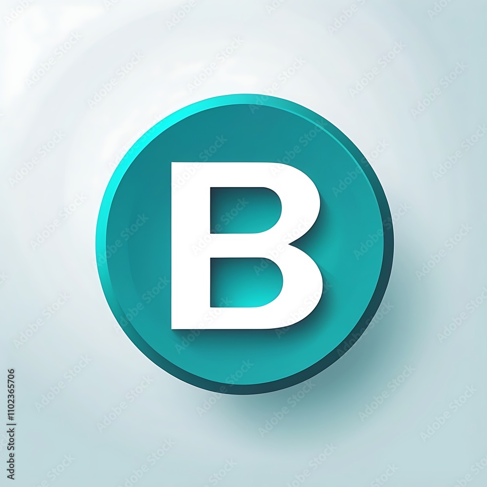 sleek teal letter B icon logo for Adobe Stock UI UX button sleek teal letter B icon logo for Adobe Stock UI UX button