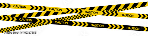 Warning Caution Sign with Black and Yellow Stripes - Seamless Design with Included Brushes