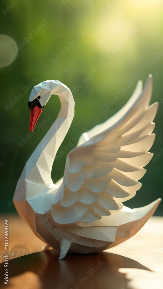 Fototapeta premium Graceful Origami Swan