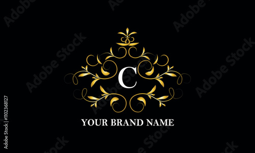 Elegant sophisticated logo with initial letter С. Vintage monogram, business sign, symbol. Vector illustration.