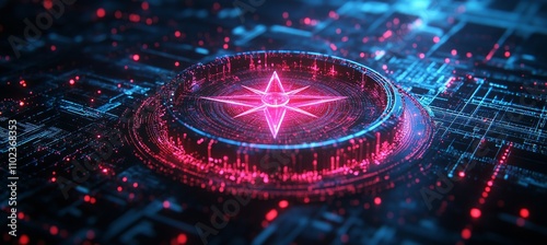 Wallpaper Mural Digital Compass Navigating Data Streams A Futuristic Concept of Guidance and Direction Torontodigital.ca