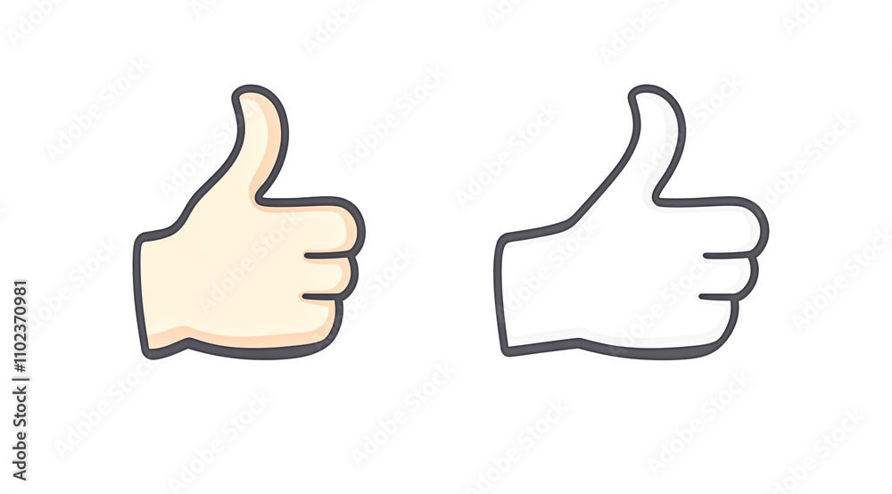 thumbs-up icon in two different styles, one simple line art and the other a flat design. The left side of both icons is a hand with the thumb pointing upwards thumbs-up icon in two different styles, one simple line art and the other a flat design. The left side of both icons is a hand with the thumb pointing upwards
