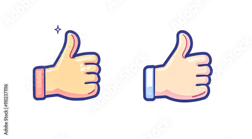  thumbs-up icon in two different styles, one simple line art and the other a flat design photo