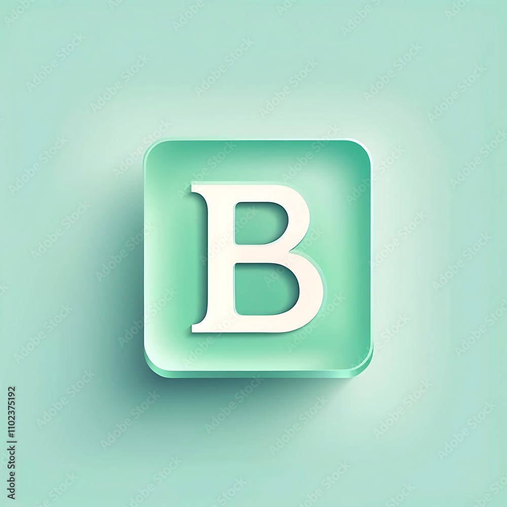stylish letter B mint green icon logo for Adobe Stock UI UX button stylish letter B mint green icon logo for Adobe Stock UI UX button