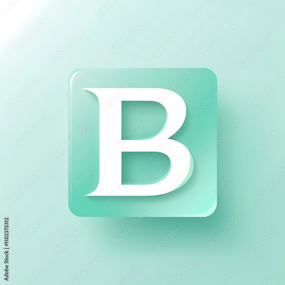 stylish letter B mint green icon logo for Adobe Stock UI UX button stylish letter B mint green icon logo for Adobe Stock UI UX button