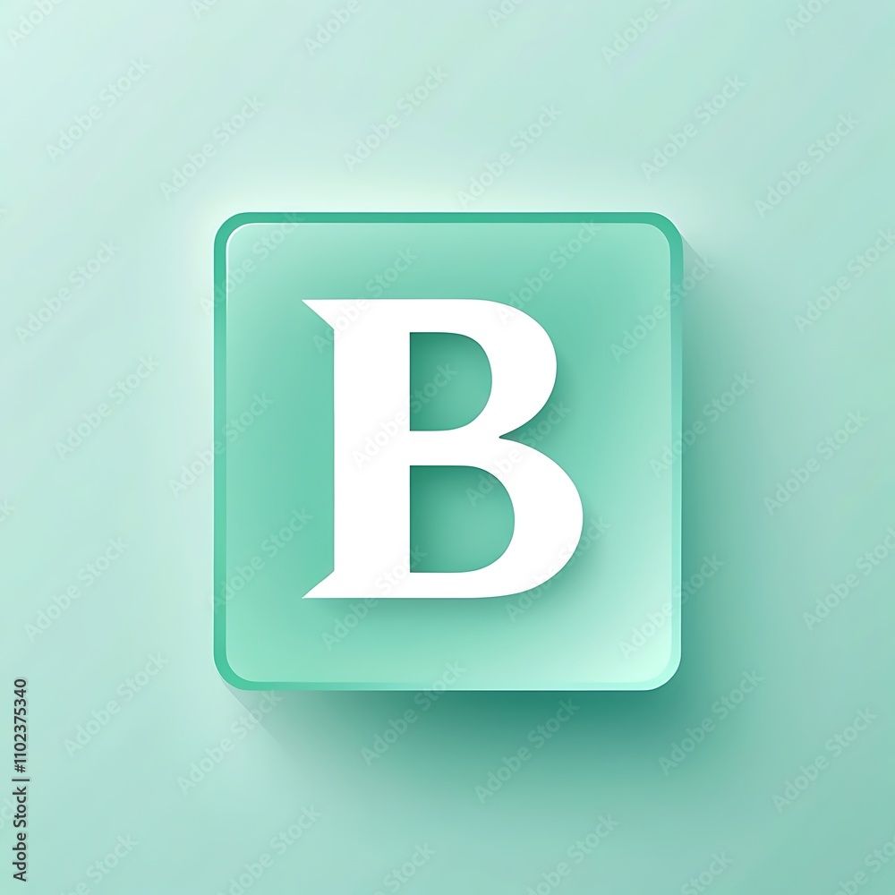 stylish letter B mint green icon logo for Adobe Stock UI UX button stylish letter B mint green icon logo for Adobe Stock UI UX button