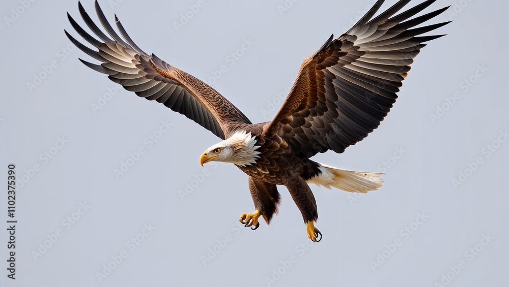 Obraz premium Majestic bald eagle soaring high with wide wingspan