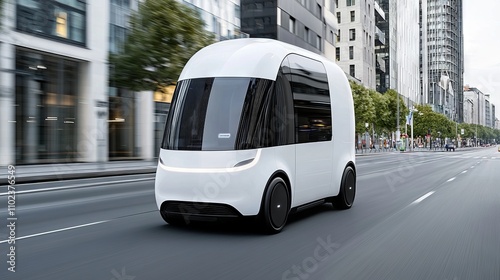 Autonomous vehicles navigating smart highways, representing the future of travel. photo