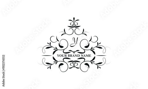 Luxury badge logo monogram with initial Y. Decorative style illustration for sticker and label design, poster, greeting card, business emblem.