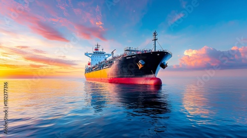 An environmentally friendly LNG transport ship utilizing green fuel to carry liquefied natural gas, thereby decreasing the carbon footprint of worldwide energy distribution.
