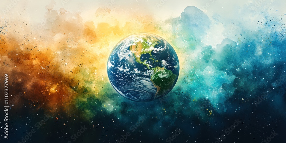 Earth Planet Watercolor Cosmic Space Galaxy Art Earth Planet Watercolor Cosmic Space Galaxy Art