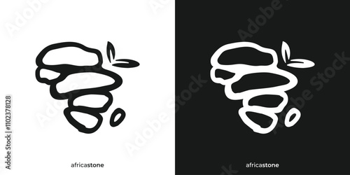 Simple Africa Balance Logo Design.  Pile of Rocks Resembling a Map of Africa. Natural Wellness Stone Stack  Logo Design Template. photo