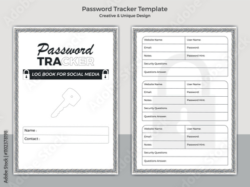 Password Tracker Log Book Design Template Reminder Journal Kdp Interior And social media account