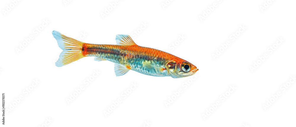 Fototapeta premium Colorful fish swimming in clear water. transparent background